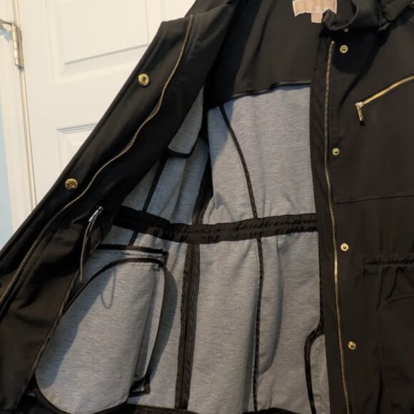 Michael Kors Women's Hooded Anorak Rain Coat (Size Large, Hunter Green) - Picture 10 of 12